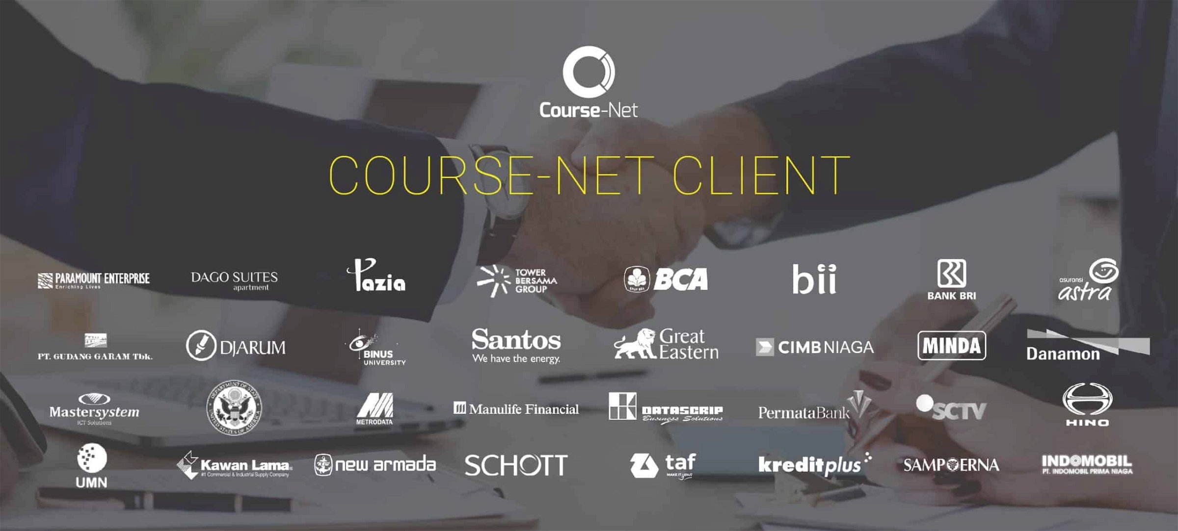 course-net jakarta dan tangerang kursus jaringan cisco ccna, ethical hacker, website, android, digital marketing terbaik our clients