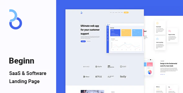 01 Beginn SaaS Software Landing Page preview. large preview | Course-Net July 11, 2026