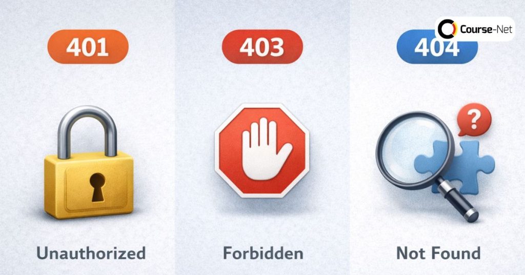 Perbedaan 401 vs. 403 vs. 404